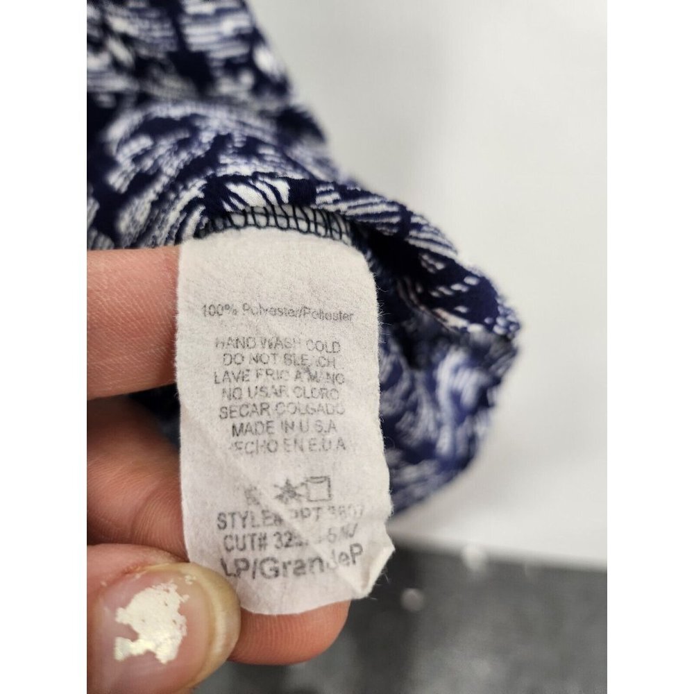 Papermoon Stitch Fix Womens Top Size Large Petite Blue Printed Sleeveless BOHO - Picture 6 of 7